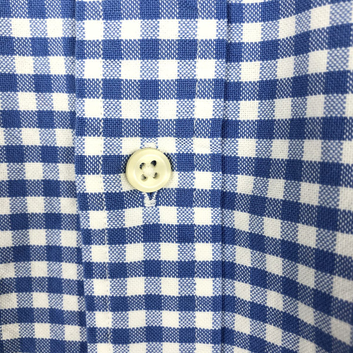 Ralph Lauren Classic Fit Gingham Check Long Sleeve Button-Down Check Shirt, Men's Size L unclear blue type Vintage Second Hand