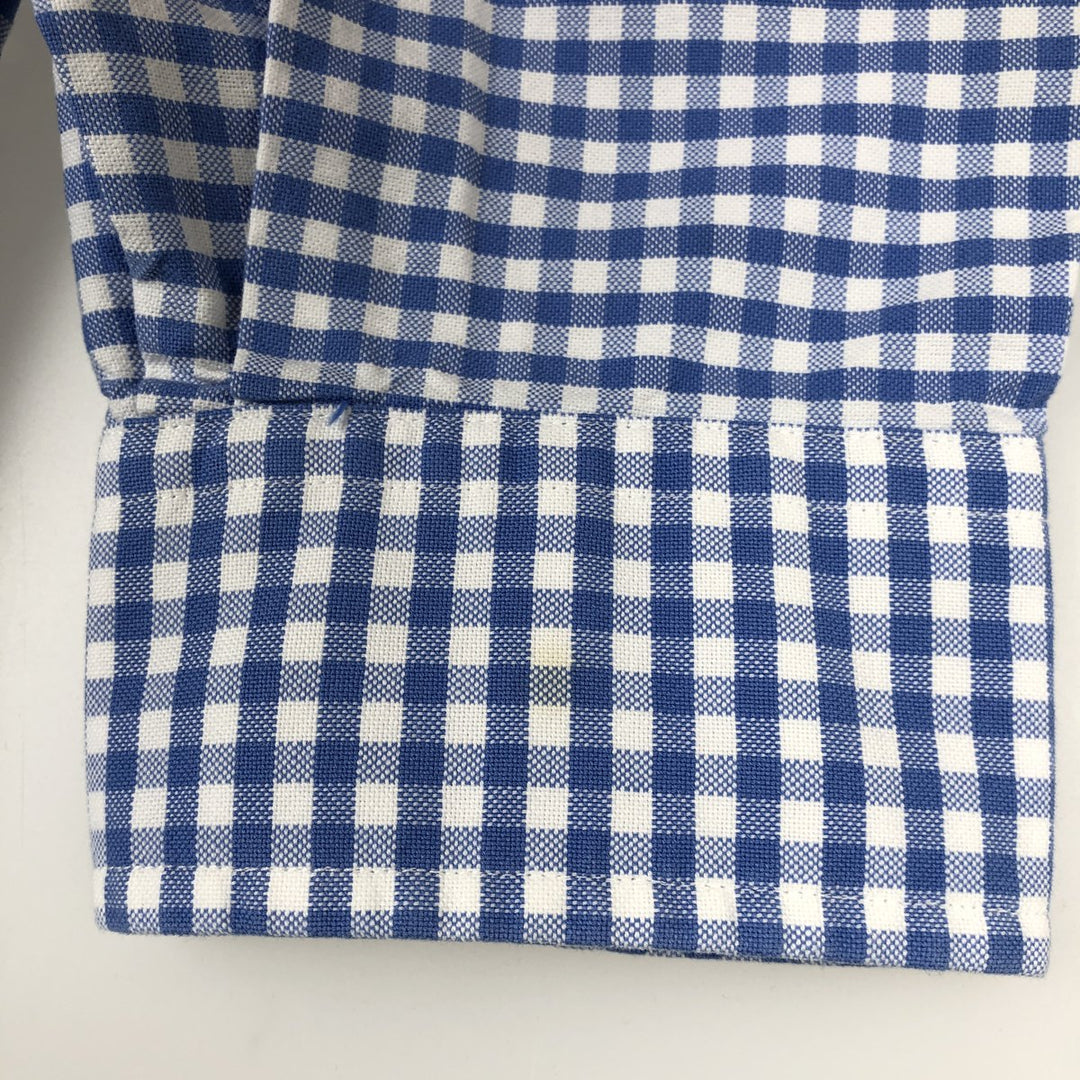 Ralph Lauren Classic Fit Gingham Check Long Sleeve Button-Down Check Shirt, Men's Size L unclear blue type Vintage Second Hand
