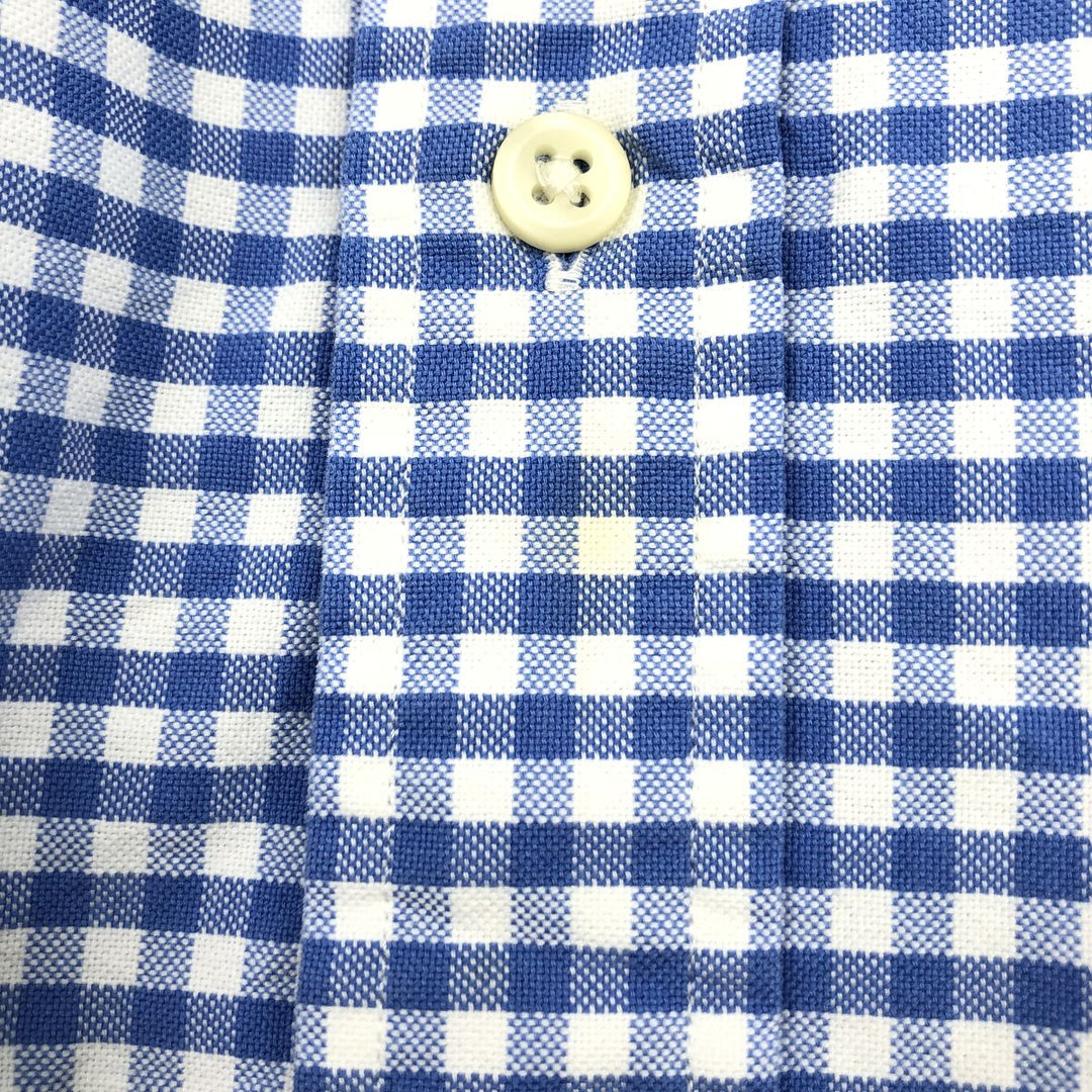 Ralph Lauren Classic Fit Gingham Check Long Sleeve Button-Down Check Shirt, Men's Size L unclear blue type Vintage Second Hand