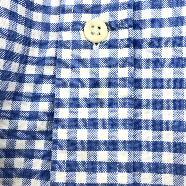 Ralph Lauren Classic Fit Gingham Check Long Sleeve Button-Down Check Shirt, Men's Size L unclear blue type Vintage Second Hand