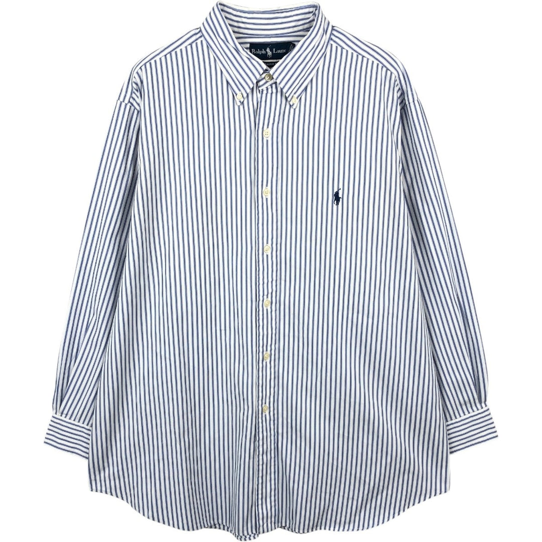 Ralph Lauren Classic Fit Long Sleeve Button Down Striped Shirt Men's XL cotton white type Vintage Second Hand