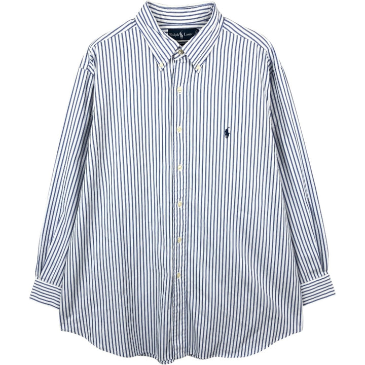 Ralph Lauren Classic Fit Long Sleeve Button Down Striped Shirt Men's XL cotton white type Vintage Second Hand