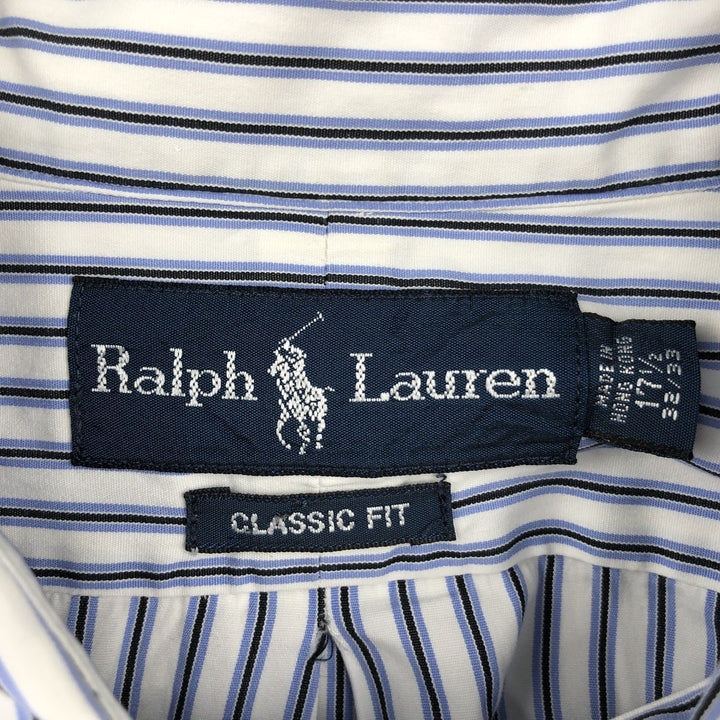 Ralph Lauren Classic Fit Long Sleeve Button Down Striped Shirt Men's XL cotton white type Vintage Second Hand