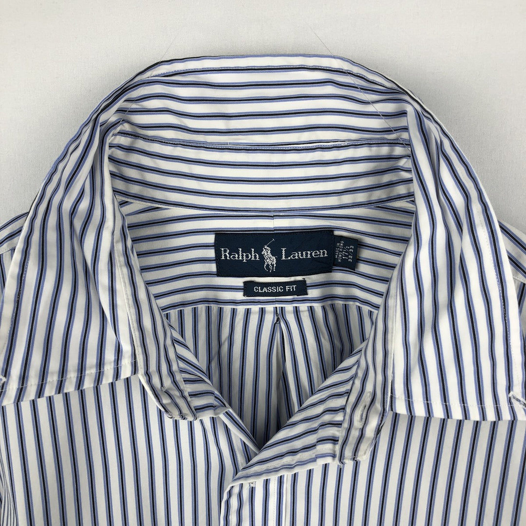 Ralph Lauren Classic Fit Long Sleeve Button Down Striped Shirt Men's XL cotton white type Vintage Second Hand
