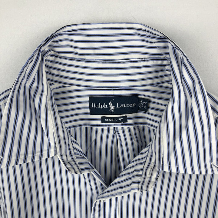 Ralph Lauren Classic Fit Long Sleeve Button Down Striped Shirt Men's XL cotton white type Vintage Second Hand