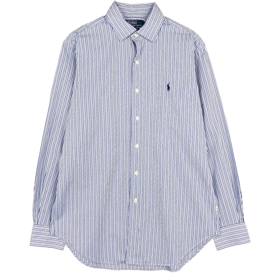 Ralph Lauren POLO by Ralph Lauren Classic Fit Long Sleeve Cotton Striped Shirt, Men's Size Medium cotton white type Vintage Second Hand