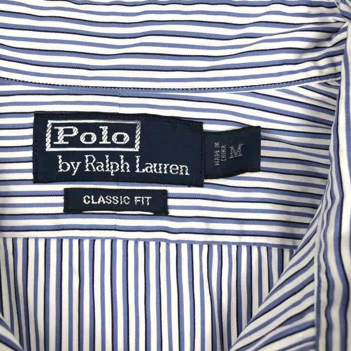 Ralph Lauren POLO by Ralph Lauren Classic Fit Long Sleeve Cotton Striped Shirt, Men's Size Medium cotton white type Vintage Second Hand