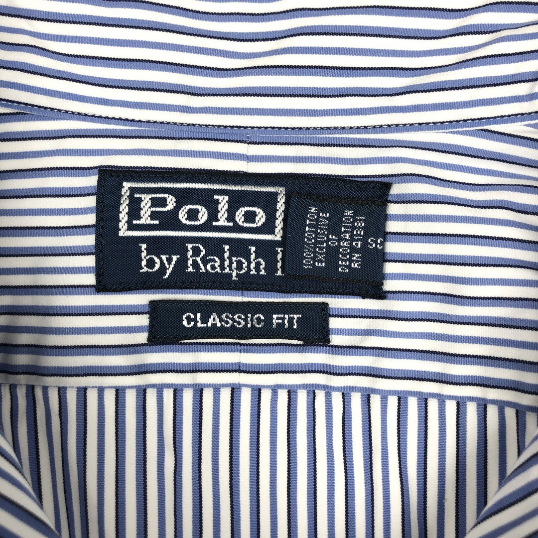 Ralph Lauren POLO by Ralph Lauren Classic Fit Long Sleeve Cotton Striped Shirt, Men's Size Medium cotton white type Vintage Second Hand