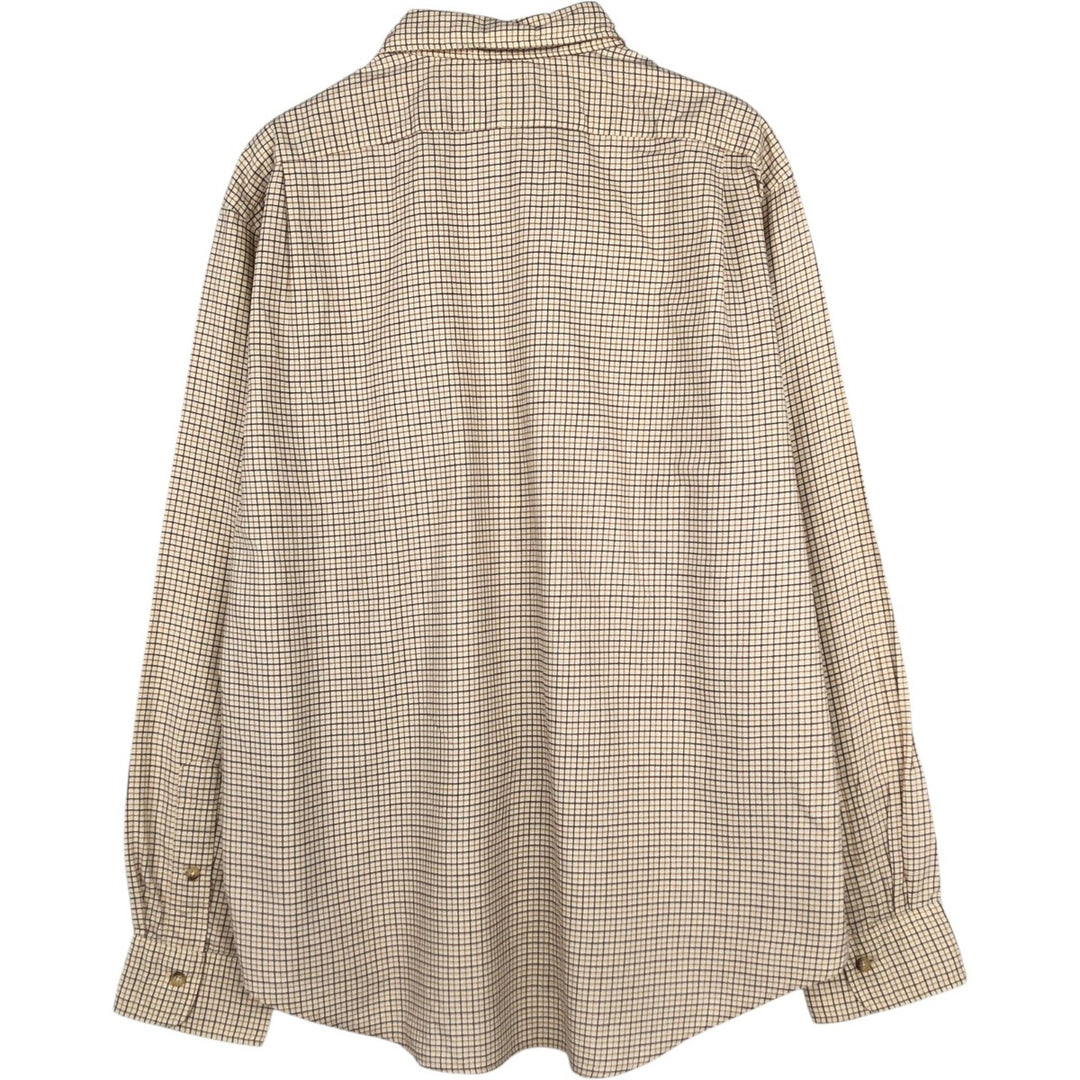 Ralph Lauren POLO by Ralph Lauren long sleeve cotton check shirt, men's XL size cotton unbleached Vintage Second Hand