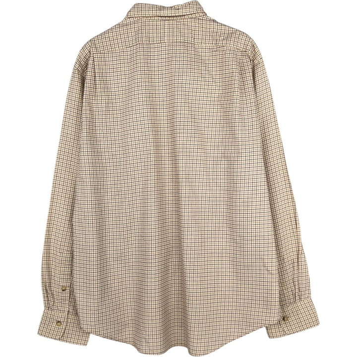 Ralph Lauren POLO by Ralph Lauren long sleeve cotton check shirt, men's XL size cotton unbleached Vintage Second Hand