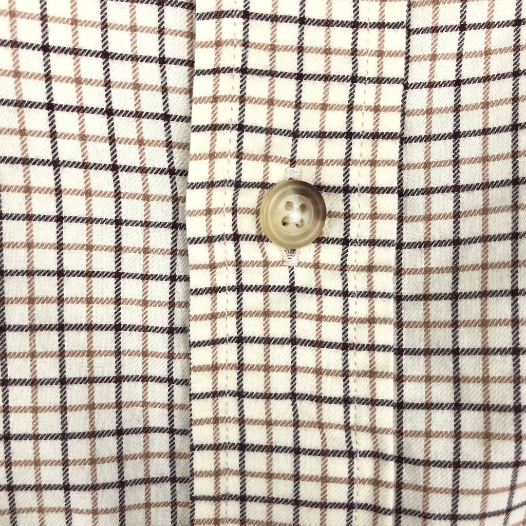 Ralph Lauren POLO by Ralph Lauren long sleeve cotton check shirt, men's XL size cotton unbleached Vintage Second Hand