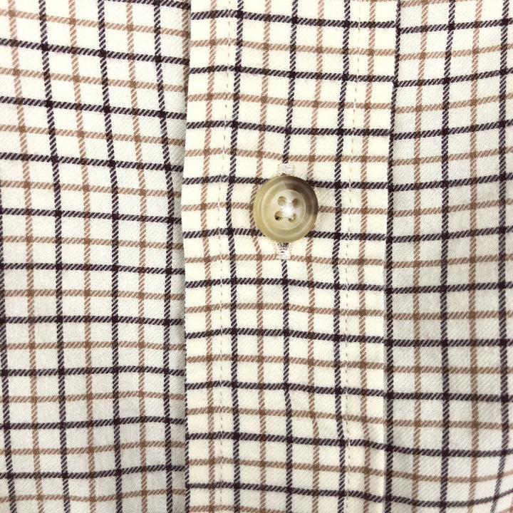 Ralph Lauren POLO by Ralph Lauren long sleeve cotton check shirt, men's XL size cotton unbleached Vintage Second Hand