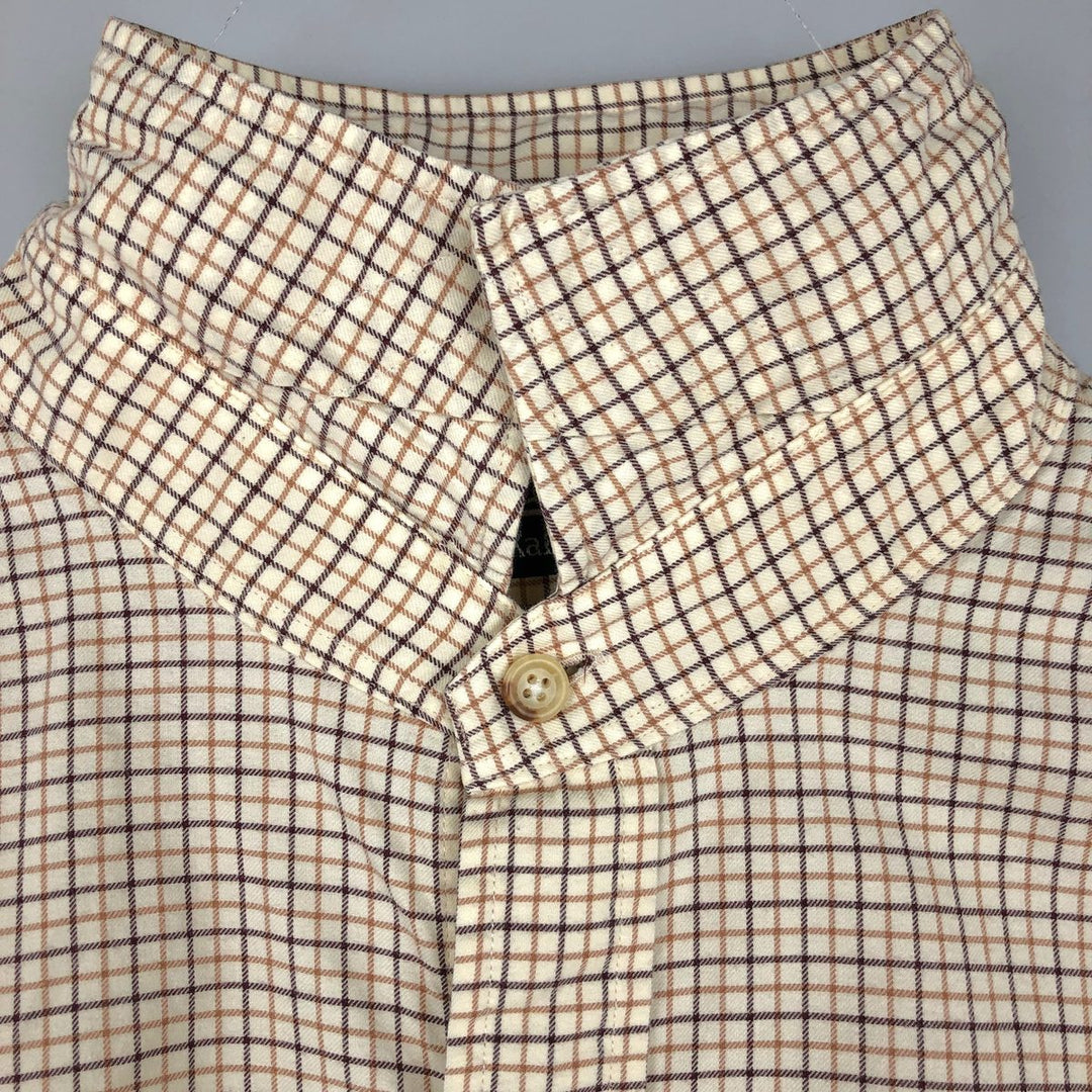 Ralph Lauren POLO by Ralph Lauren long sleeve cotton check shirt, men's XL size cotton unbleached Vintage Second Hand