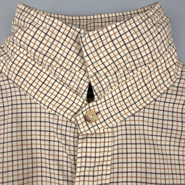 Ralph Lauren POLO by Ralph Lauren long sleeve cotton check shirt, men's XL size cotton unbleached Vintage Second Hand