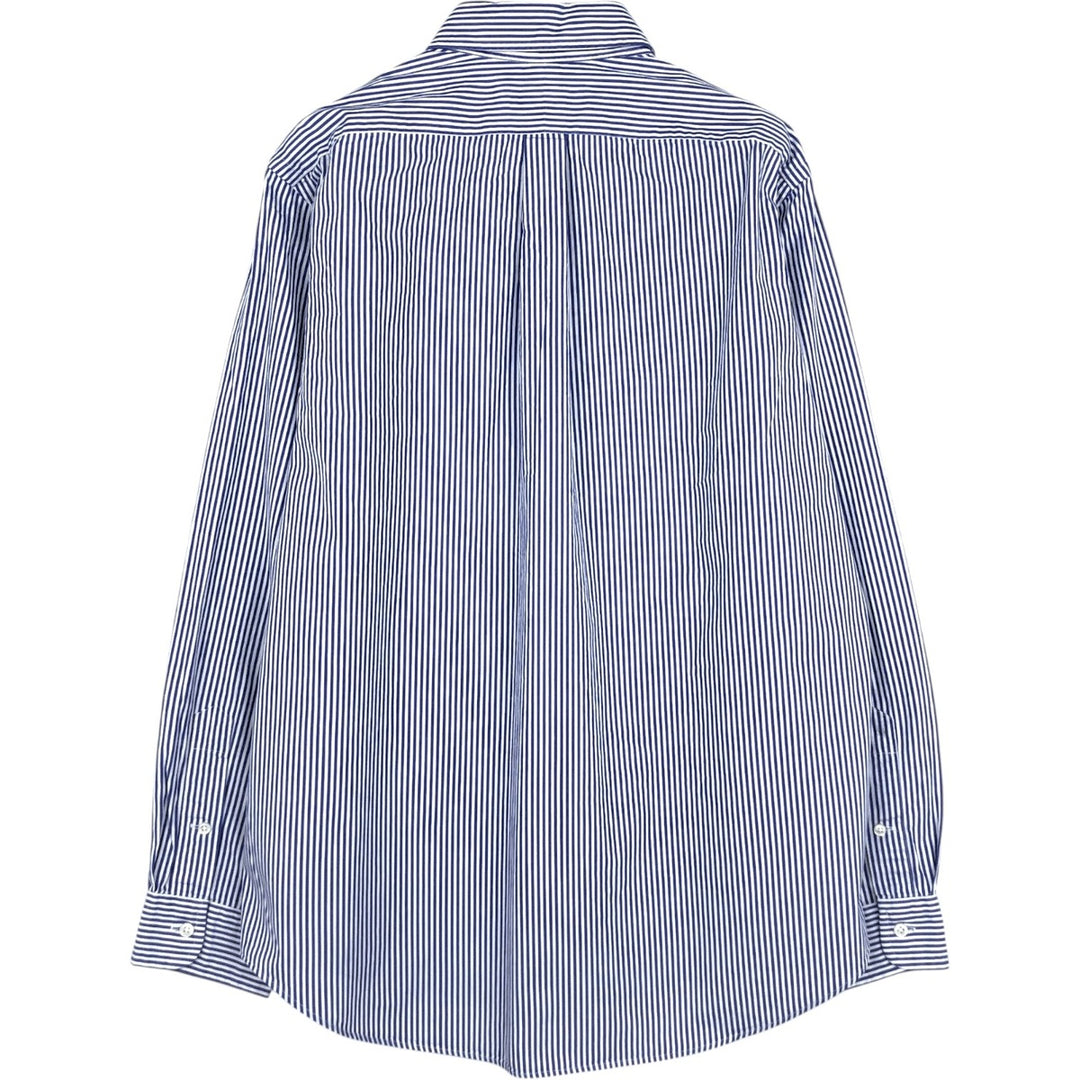 Ralph Lauren long sleeve button down striped shirt, men's size L cotton blue type Vintage Second Hand