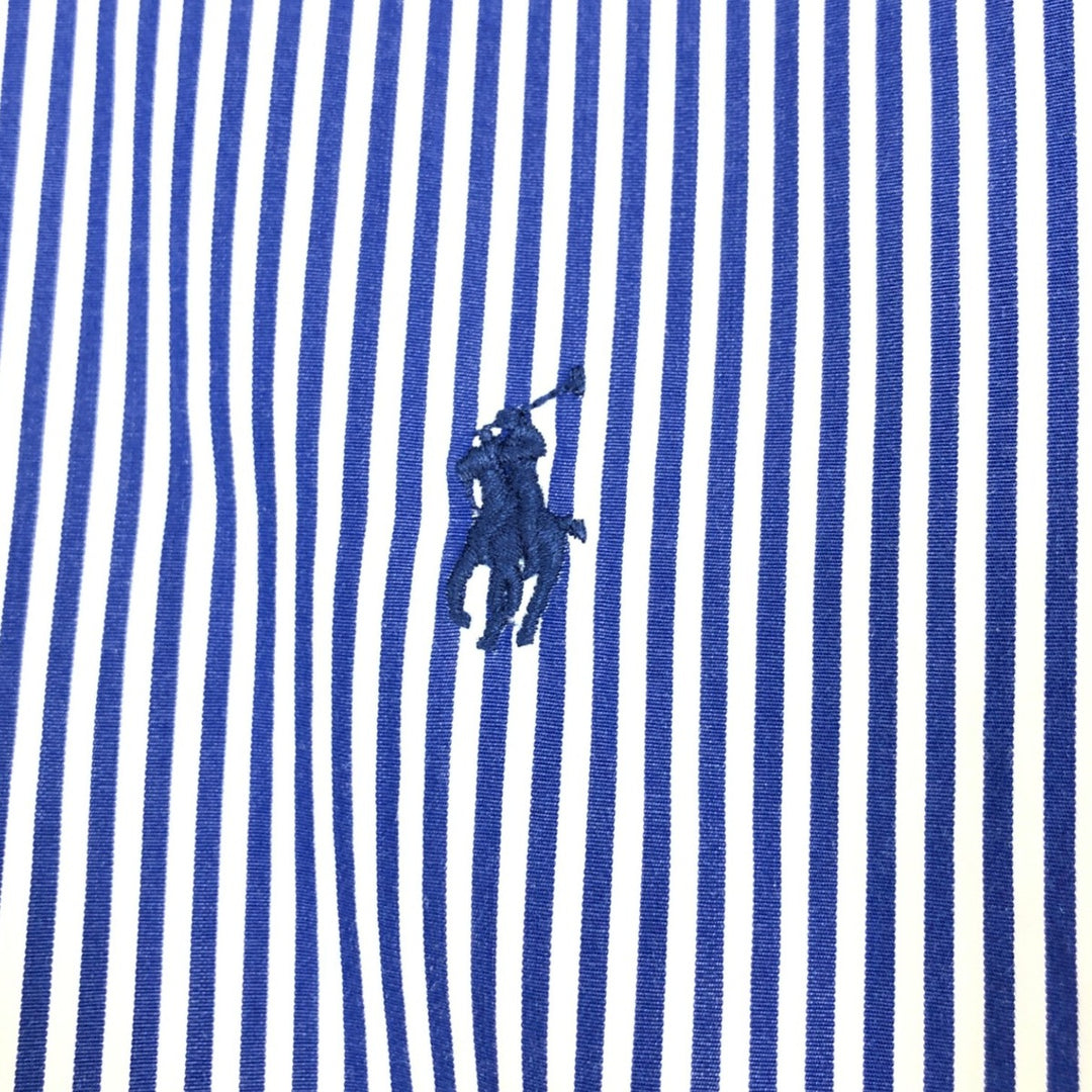 Ralph Lauren long sleeve button down striped shirt, men's size L cotton blue type Vintage Second Hand