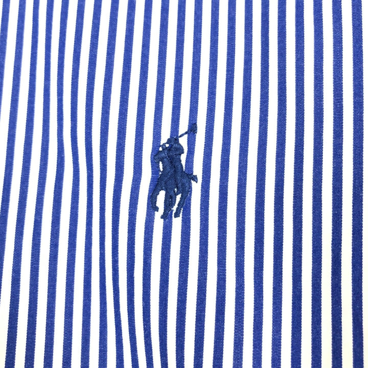 Ralph Lauren long sleeve button down striped shirt, men's size L cotton blue type Vintage Second Hand