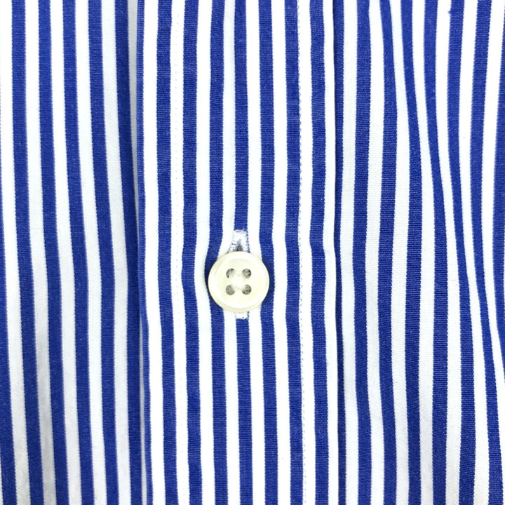 Ralph Lauren long sleeve button down striped shirt, men's size L cotton blue type Vintage Second Hand