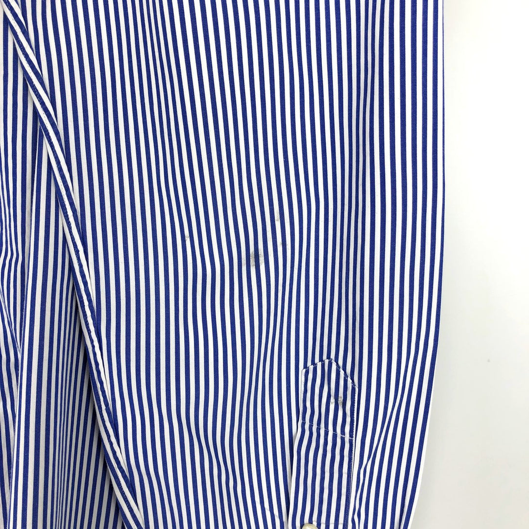 Ralph Lauren long sleeve button down striped shirt, men's size L cotton blue type Vintage Second Hand