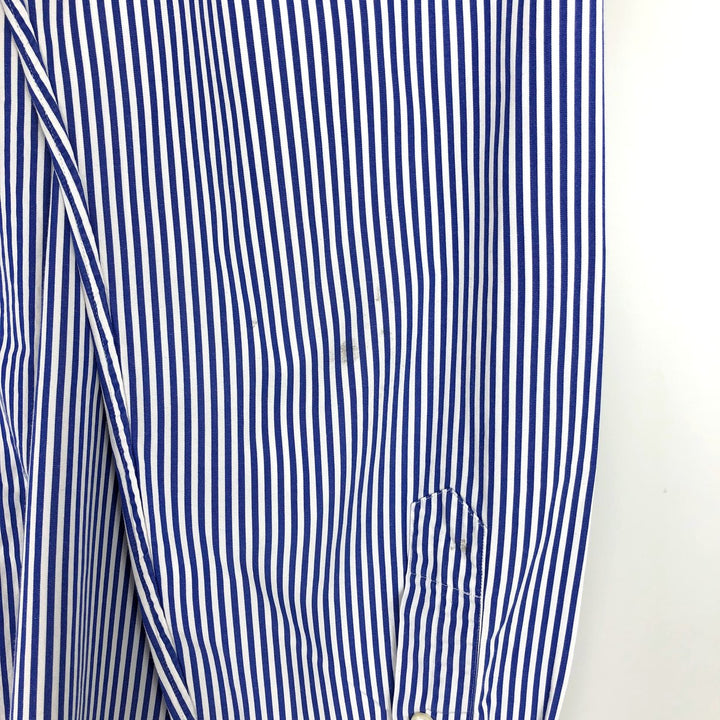 Ralph Lauren long sleeve button down striped shirt, men's size L cotton blue type Vintage Second Hand