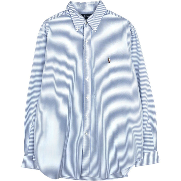 Ralph Lauren Classic Fit Long Sleeve Button Down Striped Shirt Men's XL cotton Blue type light blue Vintage Second Hand