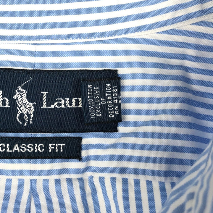 Ralph Lauren Classic Fit Long Sleeve Button Down Striped Shirt Men's XL cotton Blue type light blue Vintage Second Hand