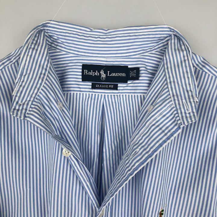 Ralph Lauren Classic Fit Long Sleeve Button Down Striped Shirt Men's XL cotton Blue type light blue Vintage Second Hand