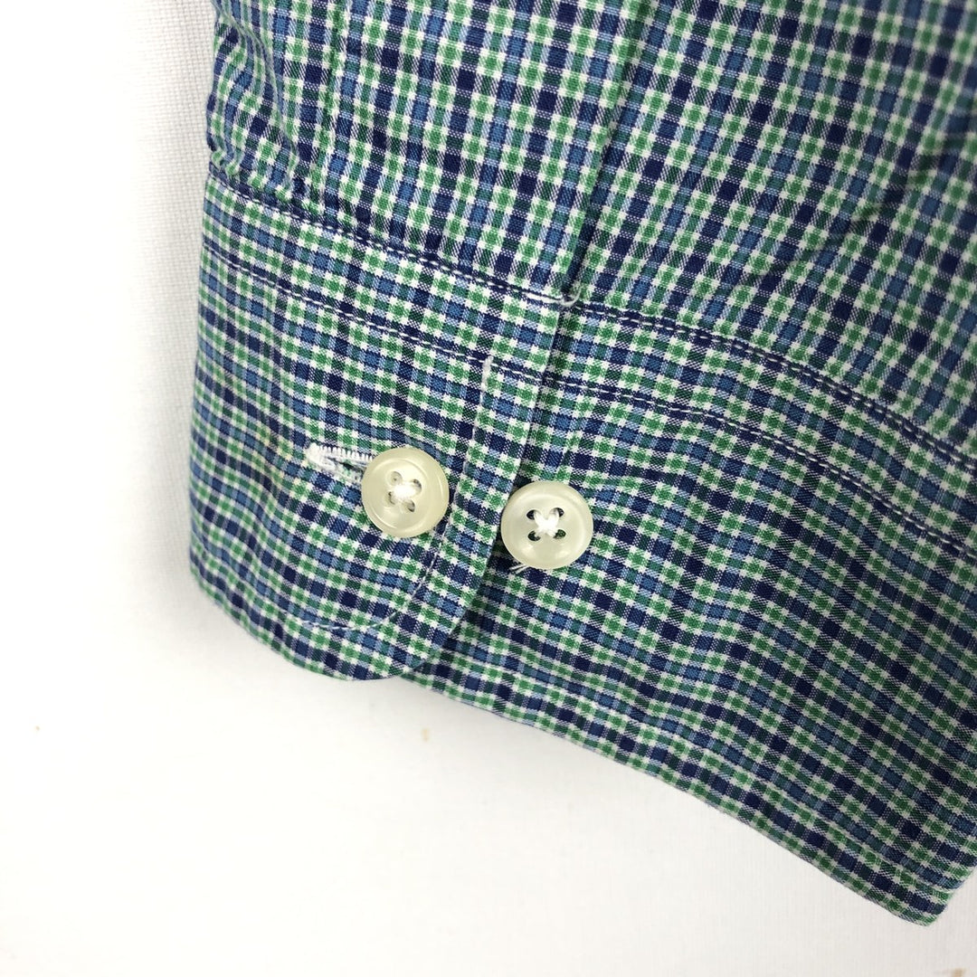 Ralph Lauren BLAKE long sleeve button down check shirt, men's size L cotton green type Vintage Second Hand