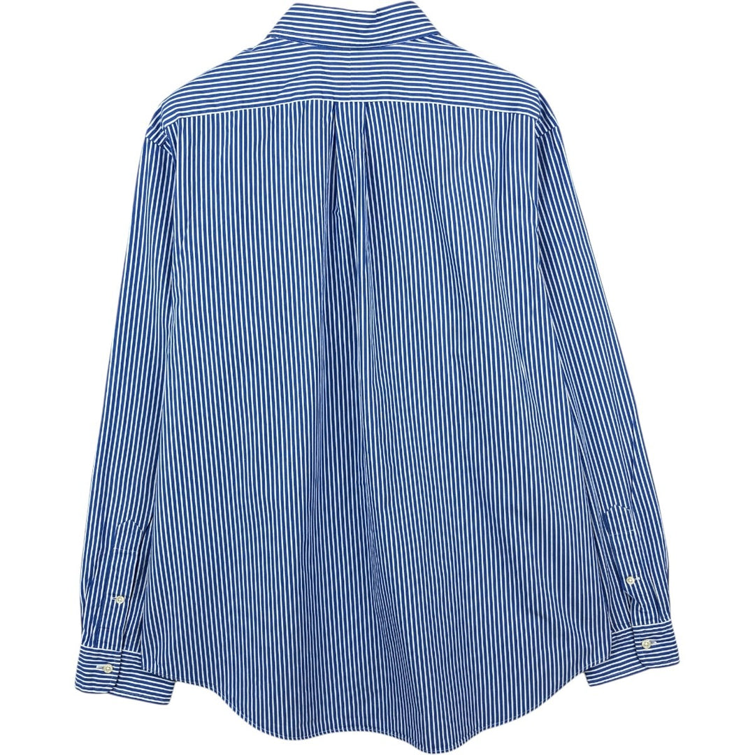 Ralph Lauren long sleeve button down striped shirt, men's XL size cotton blue type Vintage Second Hand