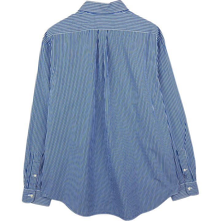 Ralph Lauren long sleeve button down striped shirt, men's XL size cotton blue type Vintage Second Hand