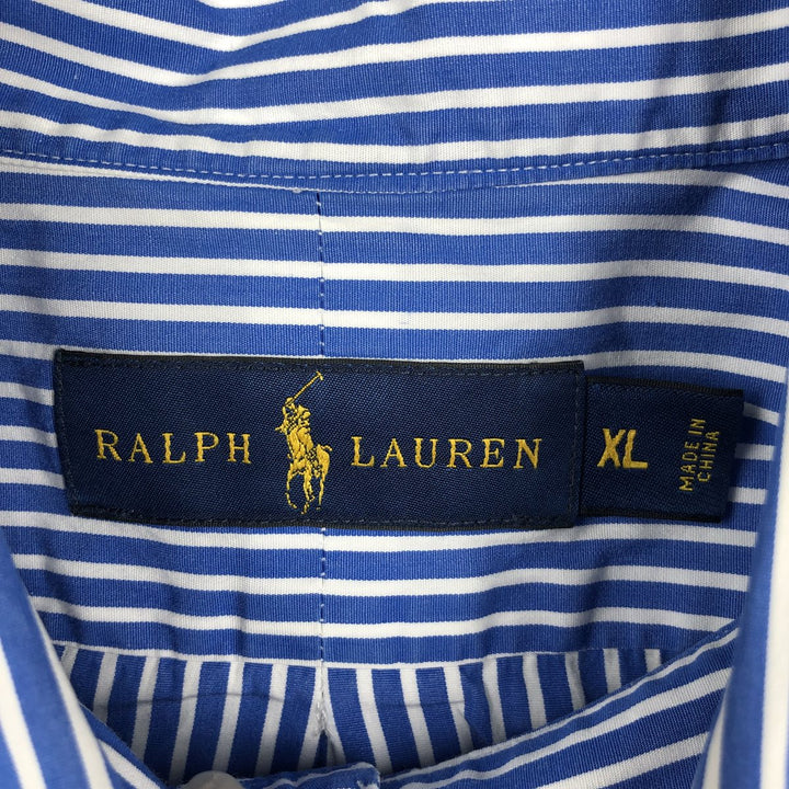 Ralph Lauren long sleeve button down striped shirt, men's XL size cotton blue type Vintage Second Hand