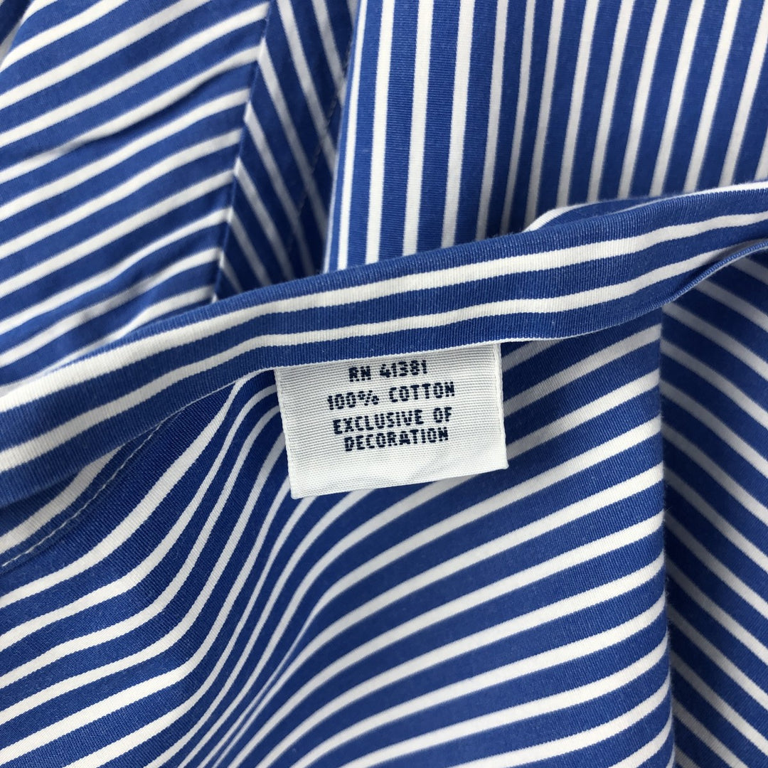 Ralph Lauren long sleeve button down striped shirt, men's XL size cotton blue type Vintage Second Hand