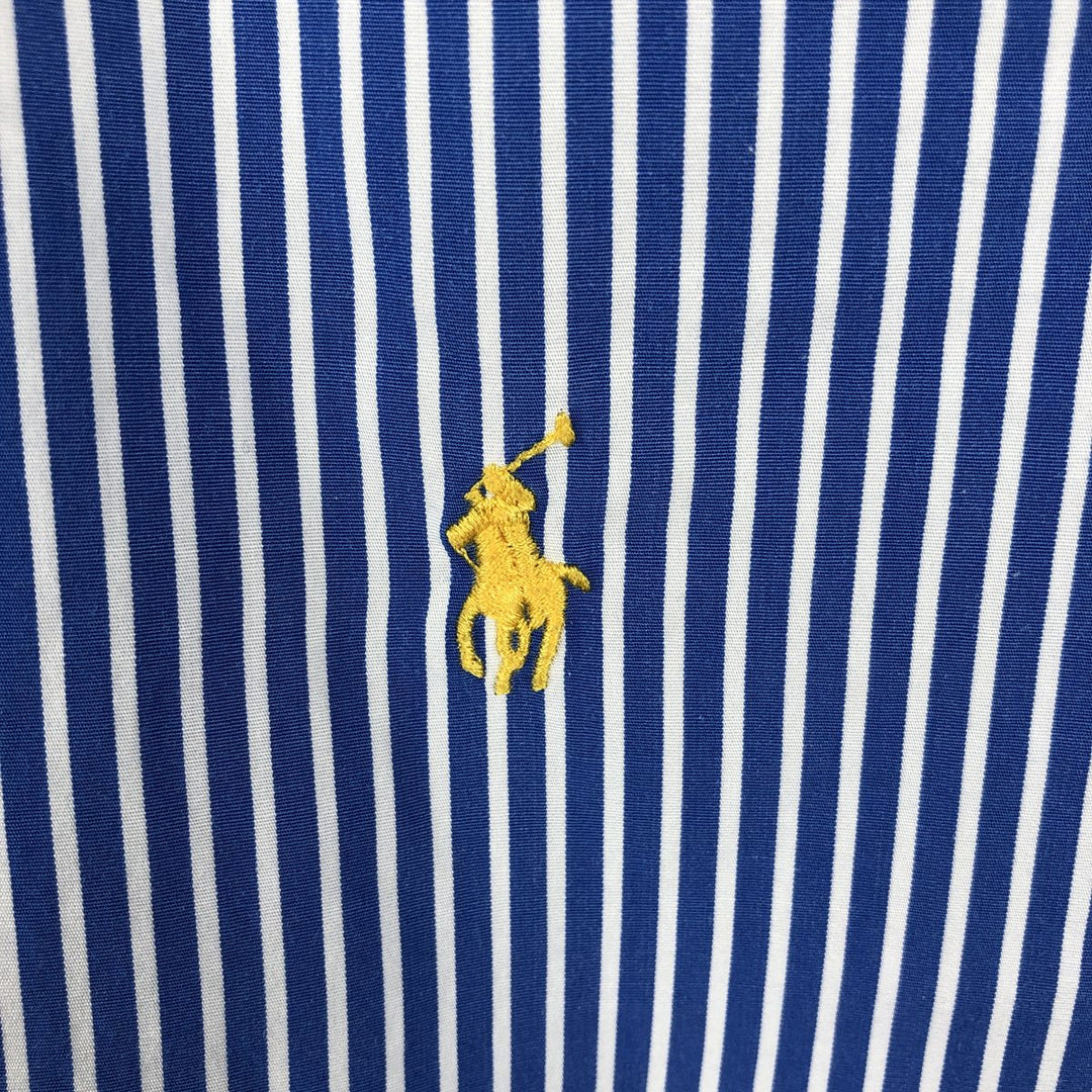 Ralph Lauren long sleeve button down striped shirt, men's XL size cotton blue type Vintage Second Hand
