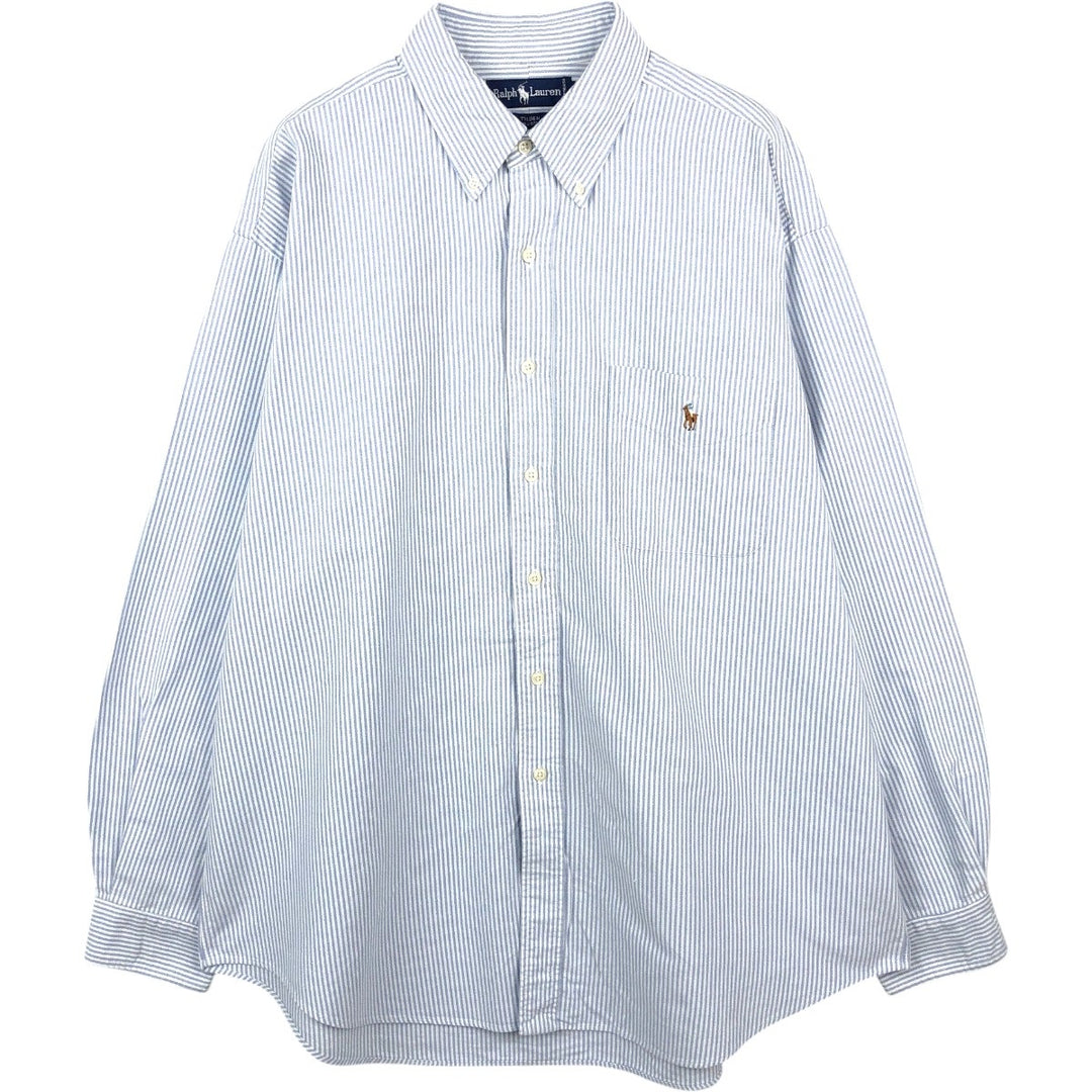 Ralph Lauren TILDEN Long-Sleeve Button-Down Striped Shirt, Men's Size XL (approx.) cotton Blue type light blue Vintage Second Hand