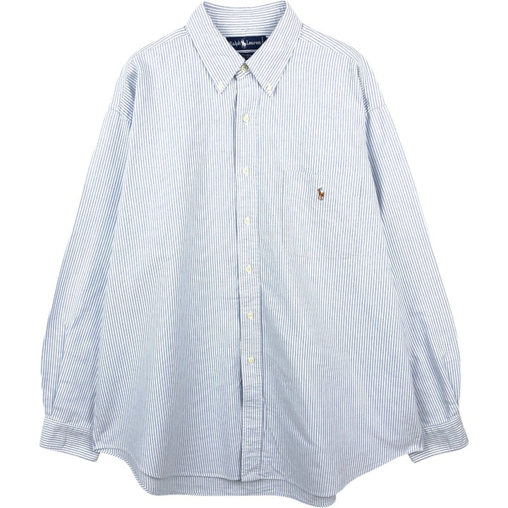 Ralph Lauren TILDEN Long-Sleeve Button-Down Striped Shirt, Men's Size XL (approx.) cotton Blue type light blue Vintage Second Hand