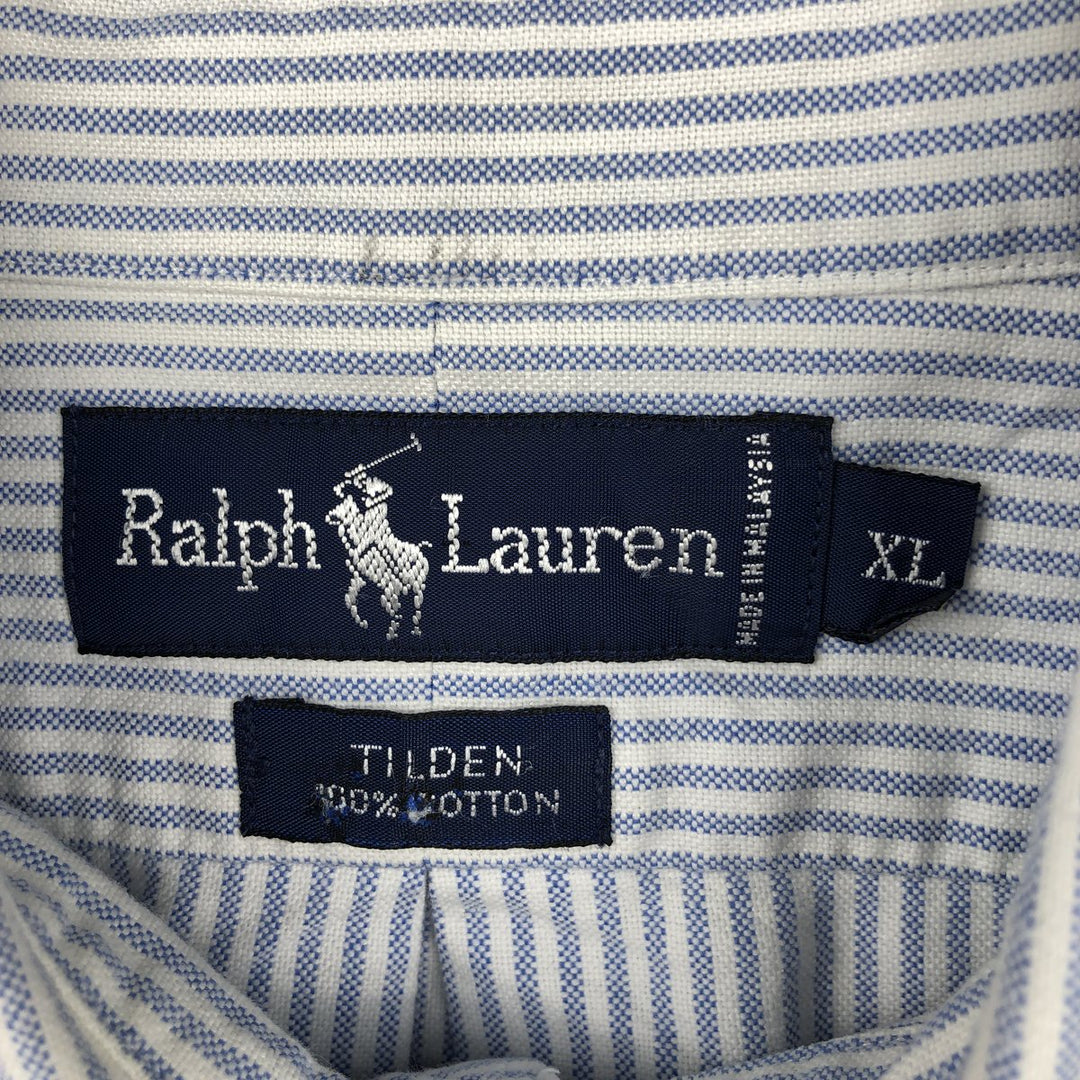 Ralph Lauren TILDEN Long-Sleeve Button-Down Striped Shirt, Men's Size XL (approx.) cotton Blue type light blue Vintage Second Hand
