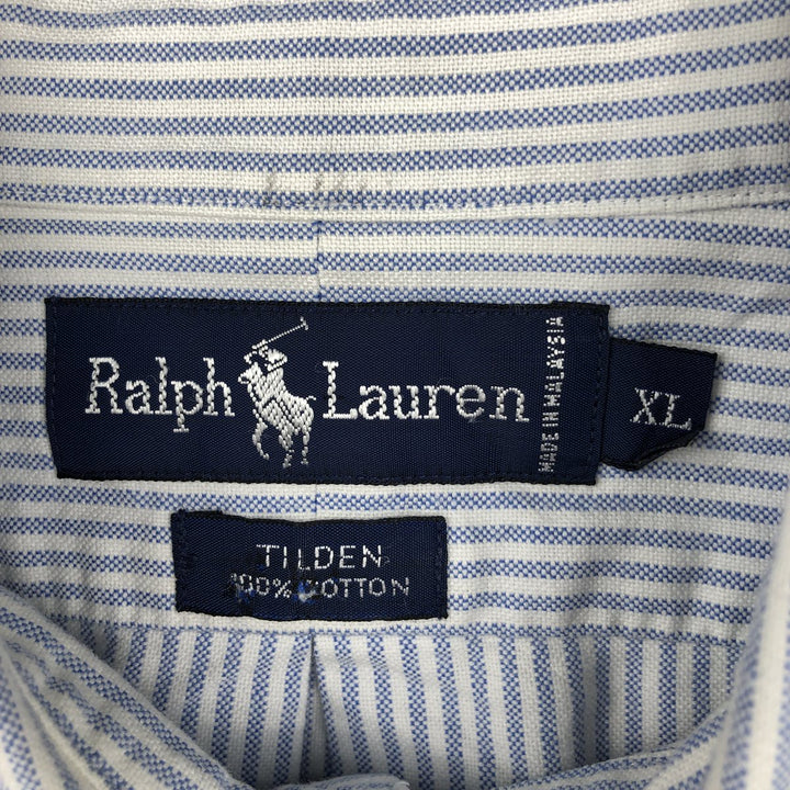 Ralph Lauren TILDEN Long-Sleeve Button-Down Striped Shirt, Men's Size XL (approx.) cotton Blue type light blue Vintage Second Hand