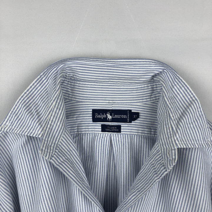 Ralph Lauren TILDEN Long-Sleeve Button-Down Striped Shirt, Men's Size XL (approx.) cotton Blue type light blue Vintage Second Hand