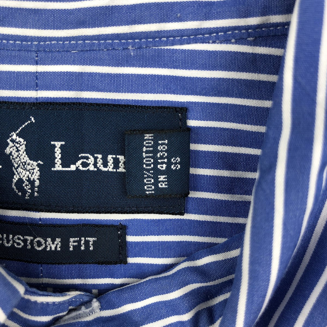 Ralph Lauren CUSTOM FIT long sleeve button down striped shirt men's XL size cotton blue type Vintage Second Hand