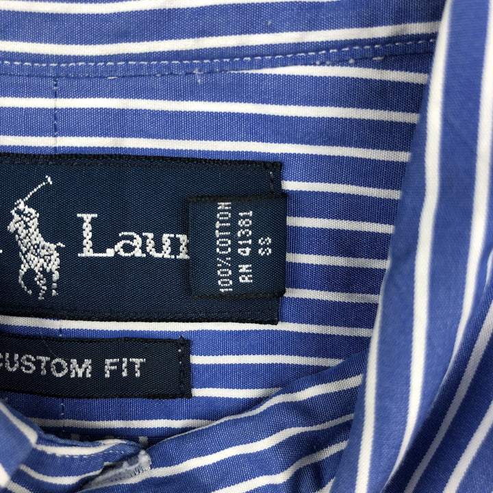 Ralph Lauren CUSTOM FIT long sleeve button down striped shirt men's XL size cotton blue type Vintage Second Hand