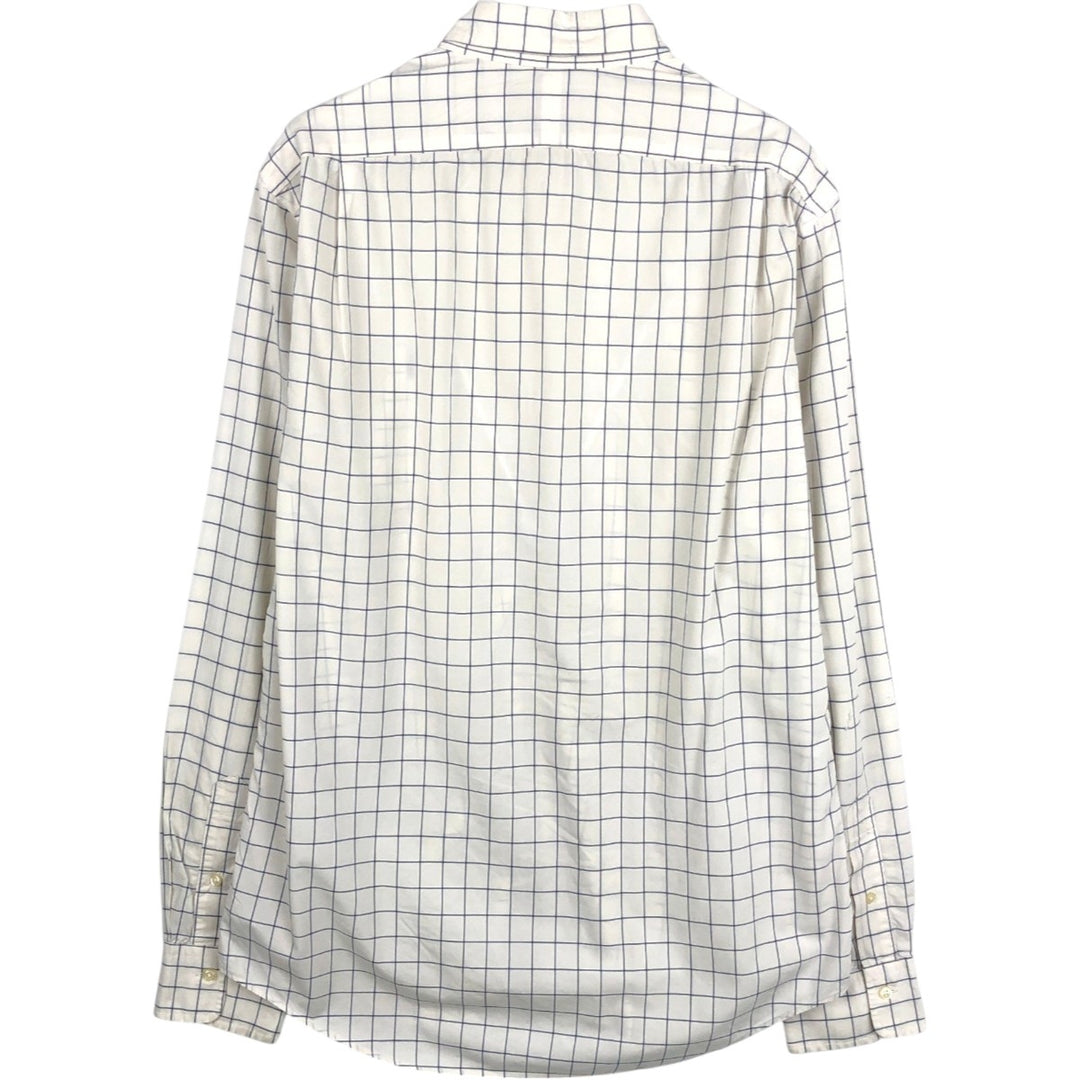 Ralph Lauren POLO RALPH LAUREN SLIM FIT Wide Collar Long Sleeve Cotton Check Shirt, Men's Size L (approx.) cotton white type Vintage Second Hand