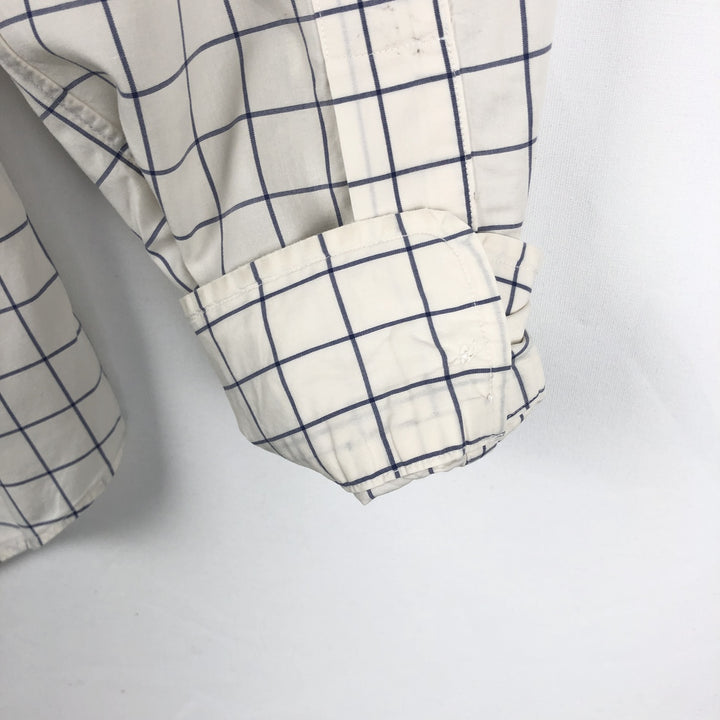 Ralph Lauren POLO RALPH LAUREN SLIM FIT Wide Collar Long Sleeve Cotton Check Shirt, Men's Size L (approx.) cotton white type Vintage Second Hand