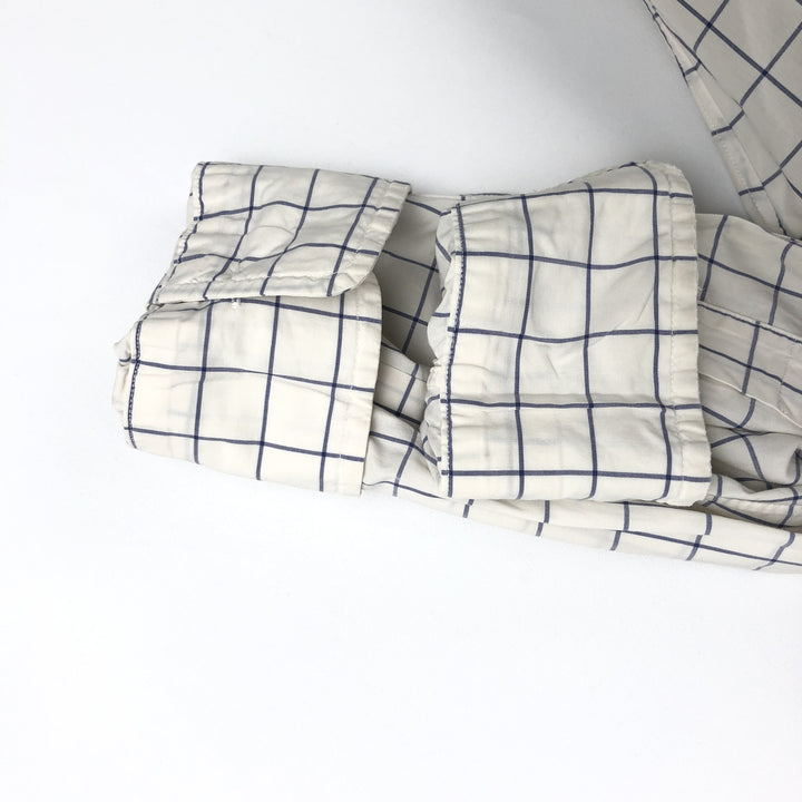 Ralph Lauren POLO RALPH LAUREN SLIM FIT Wide Collar Long Sleeve Cotton Check Shirt, Men's Size L (approx.) cotton white type Vintage Second Hand