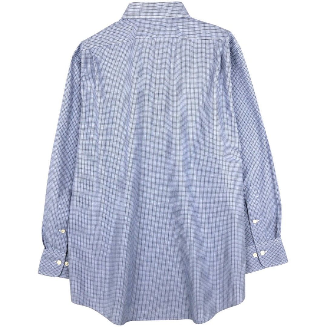 Ralph Lauren POLO by Ralph Lauren REGENT CUSTOM FIT Long-Sleeve Cotton Check Shirt, Men's Size XL (approx.) cotton blue type Vintage Second Hand