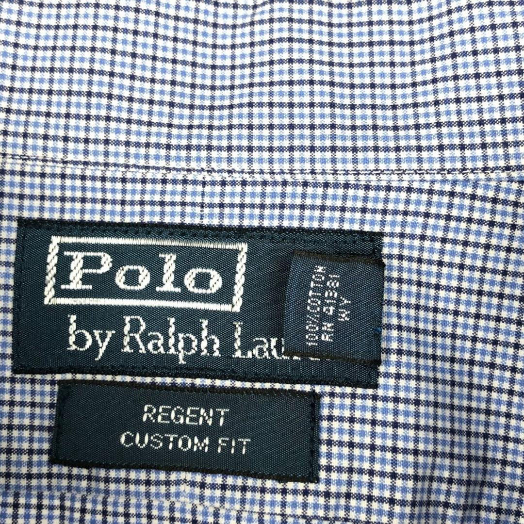 Ralph Lauren POLO by Ralph Lauren REGENT CUSTOM FIT Long-Sleeve Cotton Check Shirt, Men's Size XL (approx.) cotton blue type Vintage Second Hand