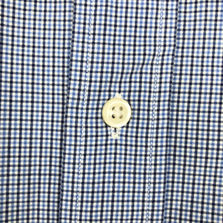 Ralph Lauren POLO by Ralph Lauren REGENT CUSTOM FIT Long-Sleeve Cotton Check Shirt, Men's Size XL (approx.) cotton blue type Vintage Second Hand