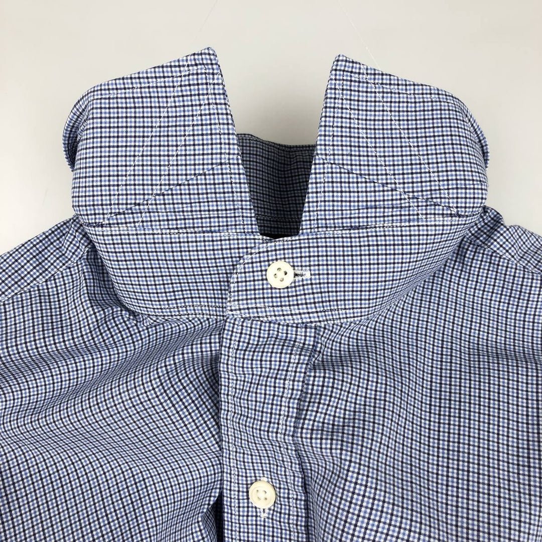 Ralph Lauren POLO by Ralph Lauren REGENT CUSTOM FIT Long-Sleeve Cotton Check Shirt, Men's Size XL (approx.) cotton blue type Vintage Second Hand