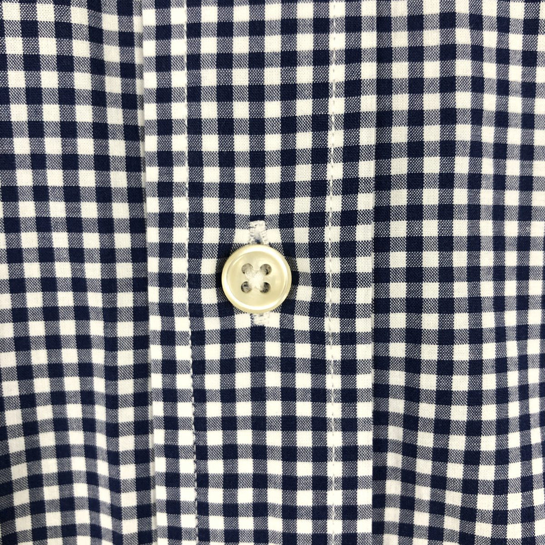 Ralph Lauren Gingham Check Long Sleeve Button-Down Check Shirt, Men's Size L cotton navy blue type Vintage Second Hand