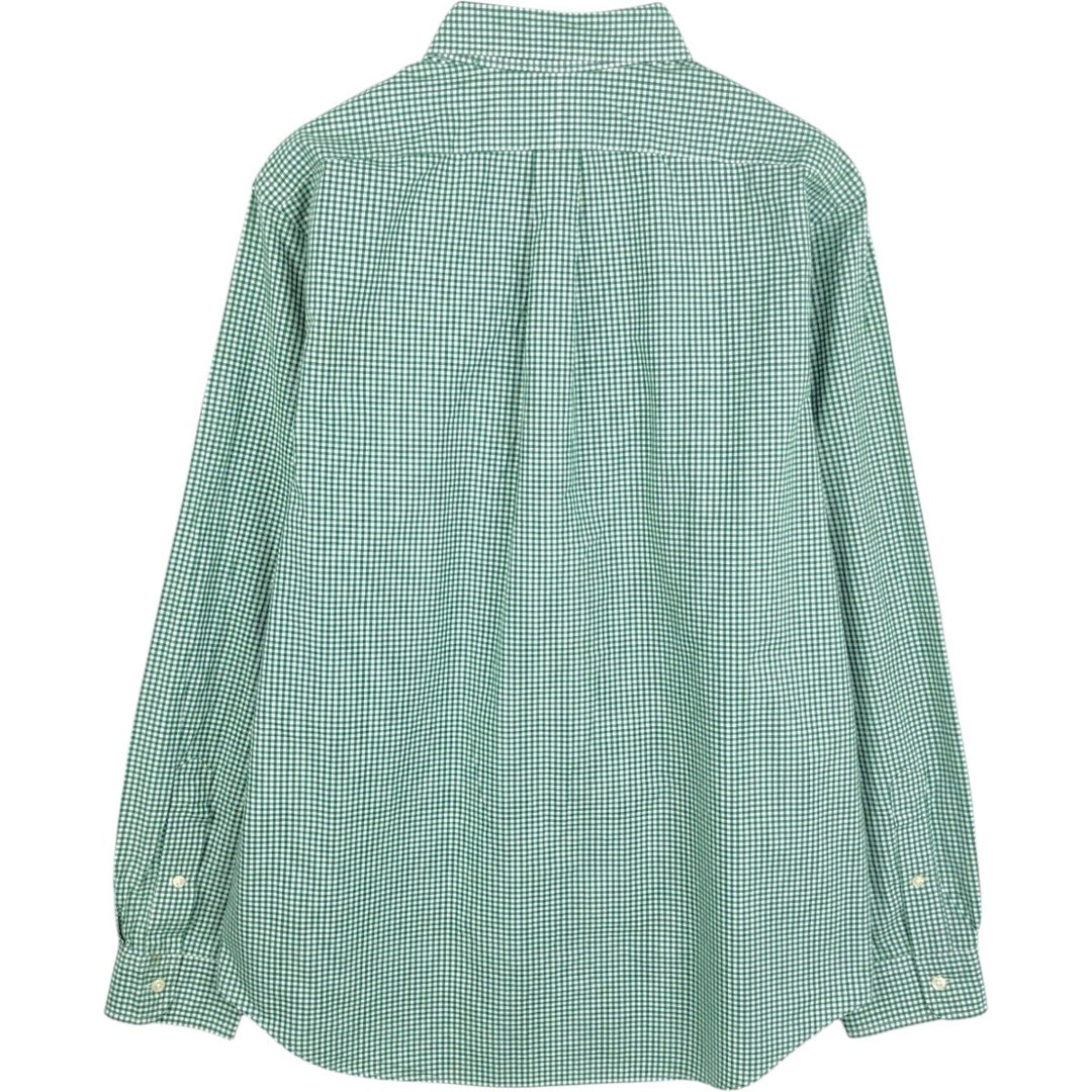 Ralph Lauren Gingham Check Long Sleeve Button-Down Check Shirt, Men's Size L cotton green type Vintage Second Hand