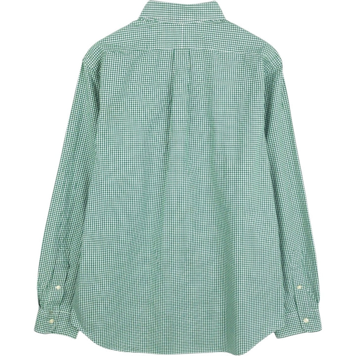 Ralph Lauren Gingham Check Long Sleeve Button-Down Check Shirt, Men's Size L cotton green type Vintage Second Hand